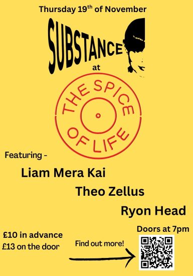 Substance at the Spice of Life:  Liam Mera Kai + Theo Zellus + Ryon Head